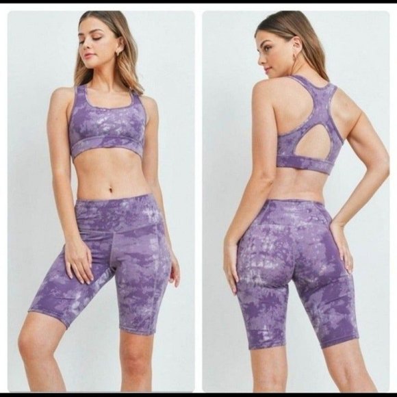 No brand / Not sure Pants - 🔥$5🔥BIKER SHORT SET-PURPLE -NEW
